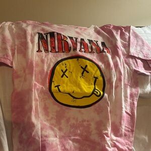 NIRVANA Pink and Yellow Tie-Dye Short Sleeve Tee
